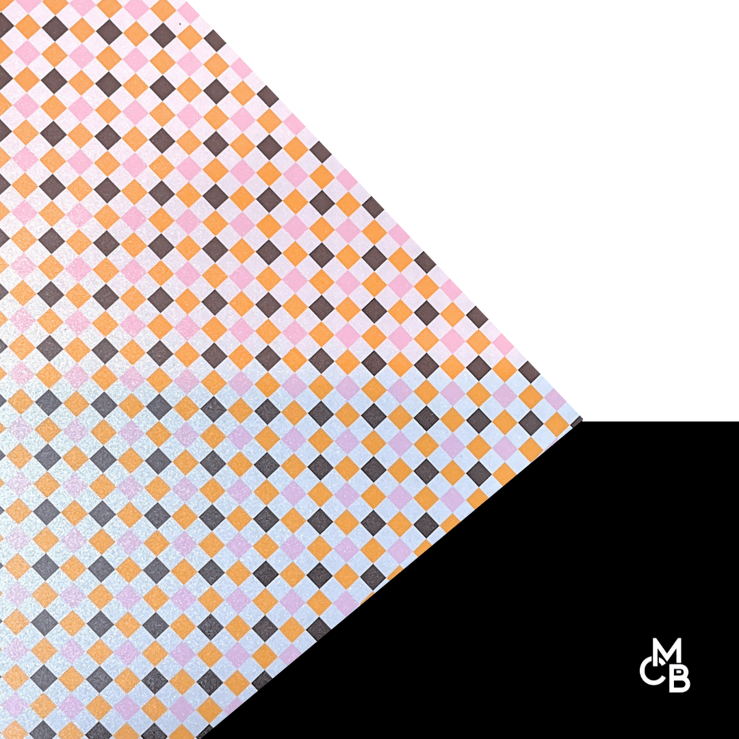 P0984 | 1/8" Pastel Halloween Checkered Pattern on Opal Shimmer Glitter CMB PRESTIGE PATTERNS - CMB Prestige Pattern